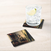 フェルメール - 窓辺で手紙を読む少女 スクエアペーパーコースター (インサイチュ)