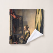 フェルメール - 窓辺で手紙を読む少女 バスタオルセット (ウォッシュタオル)