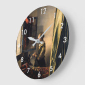 フェルメール - 窓辺で手紙を読む少女 ラージ壁時計 (傾斜)