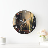 フェルメール - 窓辺で手紙を読む少女 ラージ壁時計 (ホーム)