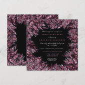 フェルンリーフフレームドクリスタル ワインレッド ピンク ブラック 招待状 (正面/裏面)