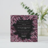 フェルンリーフフレームドクリスタル ワインレッド ピンク ブラック 招待状 (スタンド正面)