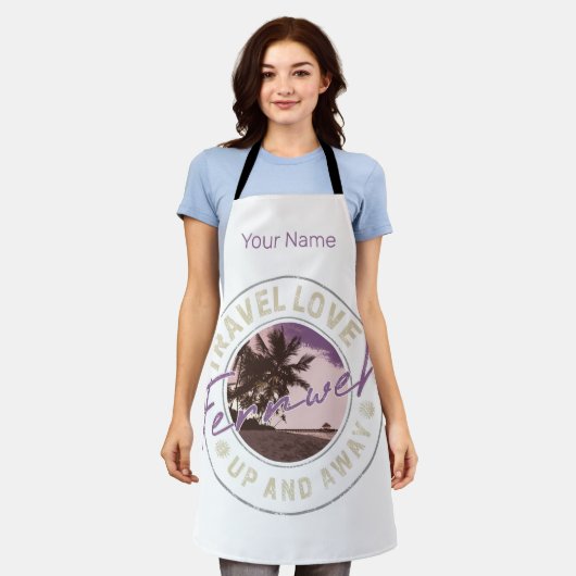 フェルンワパームアンドビーチヴィンテージトラベル土産 エプロン (着用した状態)
