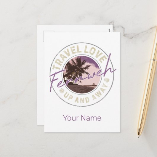 フェルンワパームアンドビーチヴィンテージトラベル土産 シーズンポストカード (正面/裏面インサイチュ)