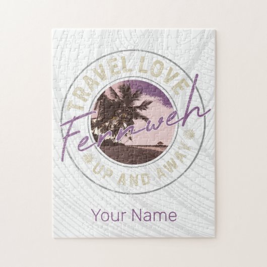 フェルンワパームアンドビーチヴィンテージトラベル土産 ジグソーパズル (縦)