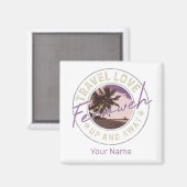 フェルンワパームアンドビーチヴィンテージトラベル土産 マグネット (正面/裏面)