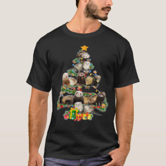 フェレおもしろいツクリスマスツリーフェレット恋人クリスマスギ Tシャツ