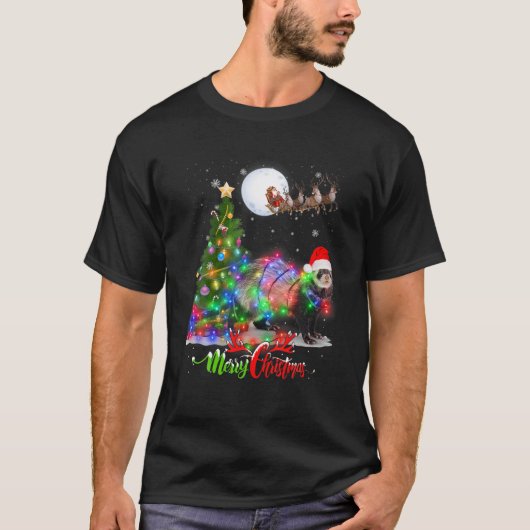 フェレッツアニマルメリークリスマス動物愛好家 Tシャツ (正面)