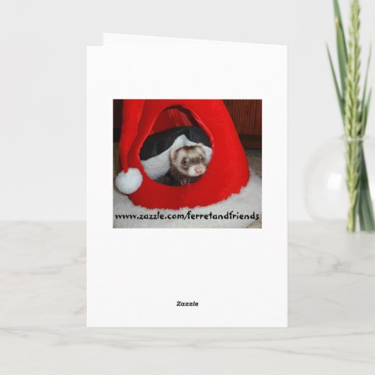 フェレットがサンタクリスマスカードを待つ シーズンカード (裏面)