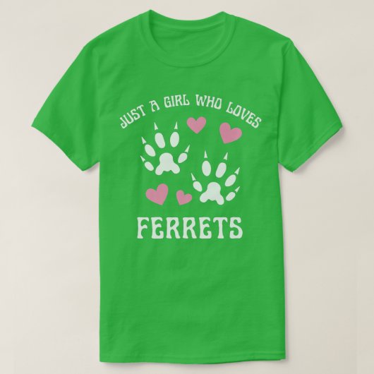 フェレットが大好きな女の子がかわいい動物R Tシャツ (デザイン正面)