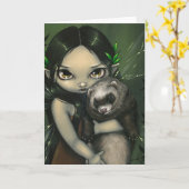 「フェレットと彼の妖精」グリーティングカード カード (黄色い花)