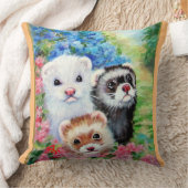 フェレットと花 クッション (ブランケット)