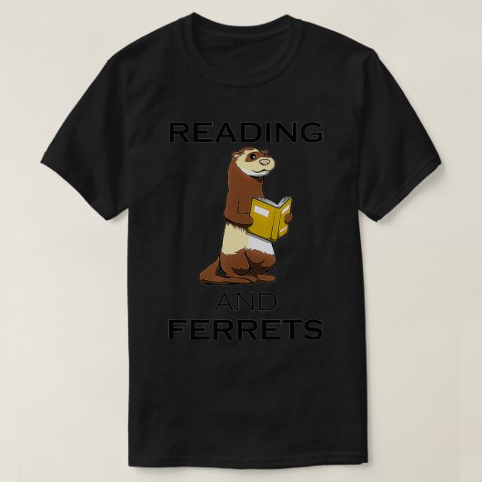 フェレットと読ズブックスキュートことわざ齧歯動物 Tシャツ (デザイン正面)