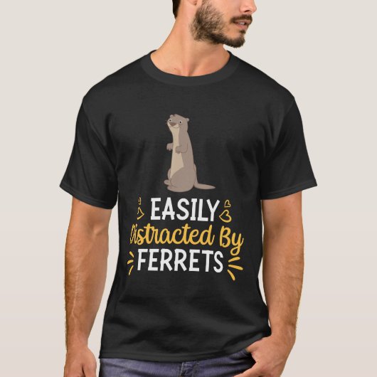 フェレットに気を取られる Tシャツ (正面)