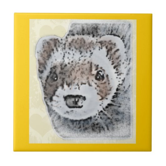 フェレットのかわいい写真 タイル (正面)