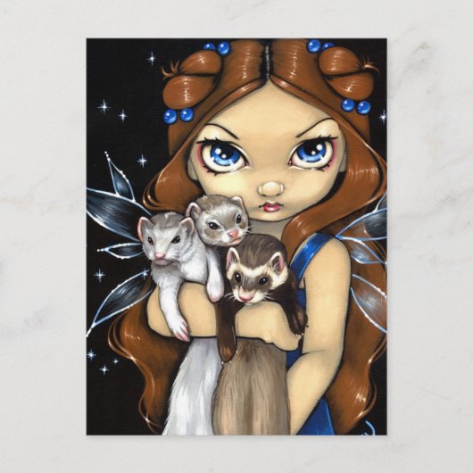 「フェレットのアームフル」はがき ポストカード (正面)