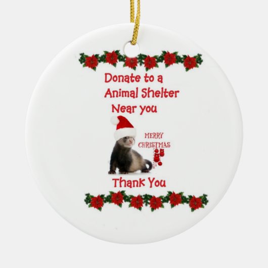 フェレットのクリスマスの陶磁器のオーナメント セラミックオーナメント (正面)