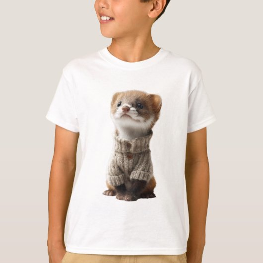 フェレットのセーター キッズ Tシャツ (正面)