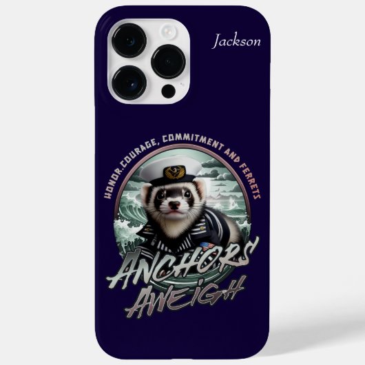 フェレットのセーラー服姿 アンカーズ・アウェイ Case-Mate iPhoneケース (裏面)