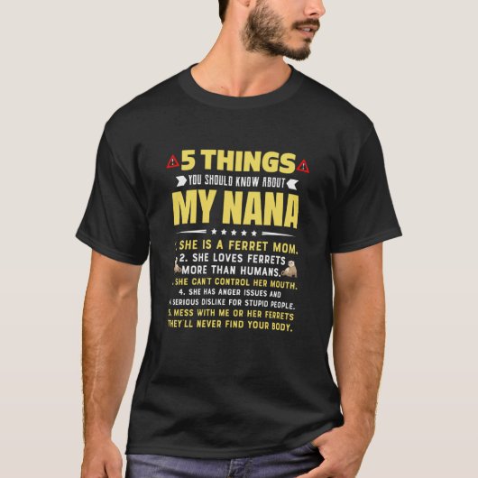 フェレットの母を持つ5つの事実 おばあちゃんへ Tシャツ (正面)