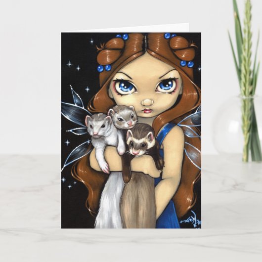 "フェレットの腕一杯"の挨拶状 カード (正面)