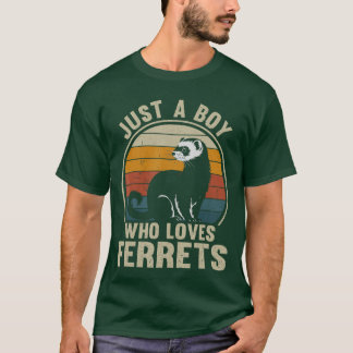 フェレットを愛するただの少年 フェレット好きな少年向け Tシャツ