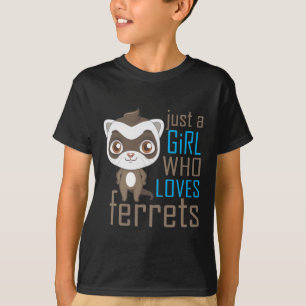 フェレットを愛する少女、アフリカのかわいい動物愛好家 Tシャツ
