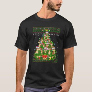 フェレットクリスマス照明ツリーサンタフェレット醜いキリスト Tシャツ
