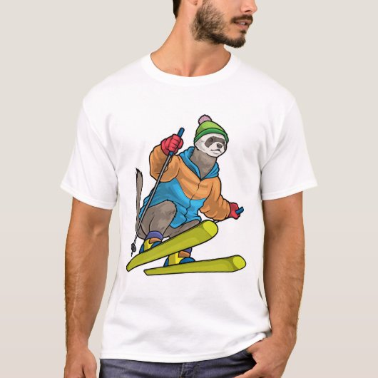 フェレットスキーヤー スキー 冬のスポーツ Tシャツ (正面)