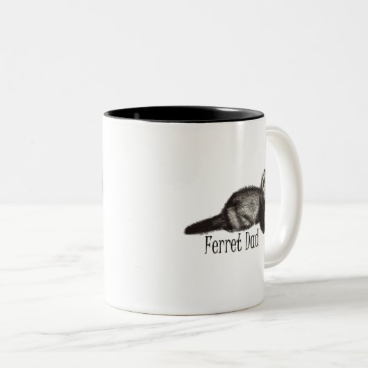 フェレットパパブラックレタリングとセーブルフェレット ツートーンマグカップ (正面右)