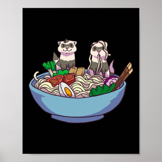 フェレットラーメン麺アニメかわいい日本のオタクG ポスター (正面)