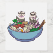 フェレットラーメン麺アニメかわいい日本のオタクG ワインラベル (シングルラベル)