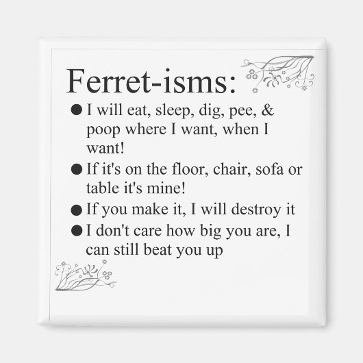 フェレット写真ことわざと引用文 マグネット (正面)
