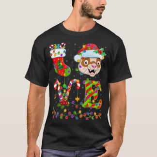 フェレット恋人クリスマス照明サンタラブフェレットChris Tシャツ