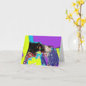 フェレット昼寝誕生日カード カード (黄色い花)