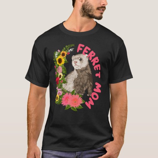 フェレット用フェレット母子小便蓋動物 Tシャツ (正面)