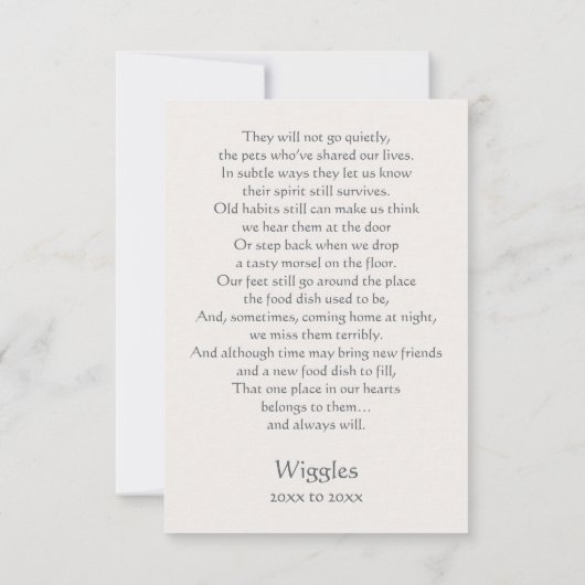 フェレット記念詩エンジェルウィングス名フィールドを追加 サンキューカード (裏面)