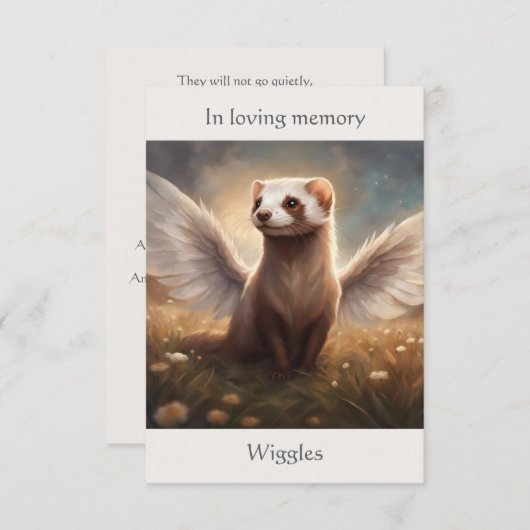 フェレット記念詩エンジェルウィングス名フィールドを追加 サンキューカード (正面/裏面)