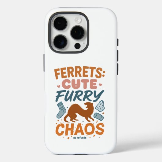 フェレット: かわいい、ふわふわ、チャオス Case-Mate iPhoneケース (裏面)