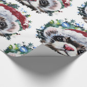 フェレット&サンタハットクリスマスラッピング紙 ラッピングペーパー (角)