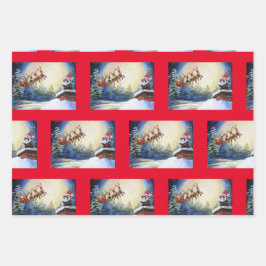 フェレット&サンタラッピング紙fromオリジナルアート ラッピングペーパーシート