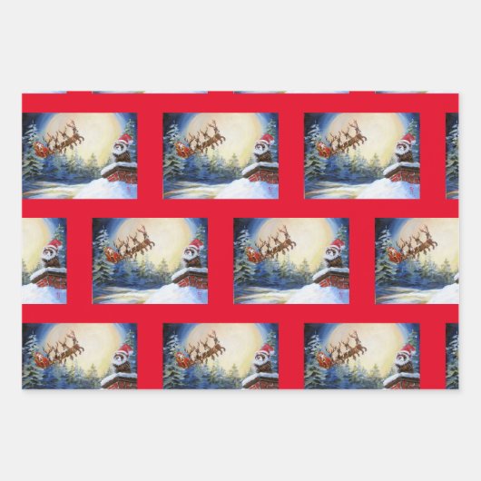 フェレット&サンタラッピング紙fromオリジナルアート ラッピングペーパーシート (正面)