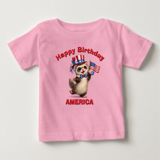 フェレット (5x) 愛国少年Tシャツ ベビーTシャツ (正面)