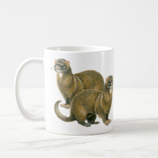 フェレット、Polecatのギフトのマグ コーヒーマグカップ (左)