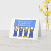 フェロボストハッピーバースデーの猫漫画 カード (黄色い花)