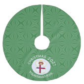 フェローの天使のクリスマスパーソナライズされた国旗 ブラッシュドポリエステルツリースカート (正面)