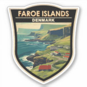 フェローアイランズデンマークトラベルアートヴィンテージ シール (正面)