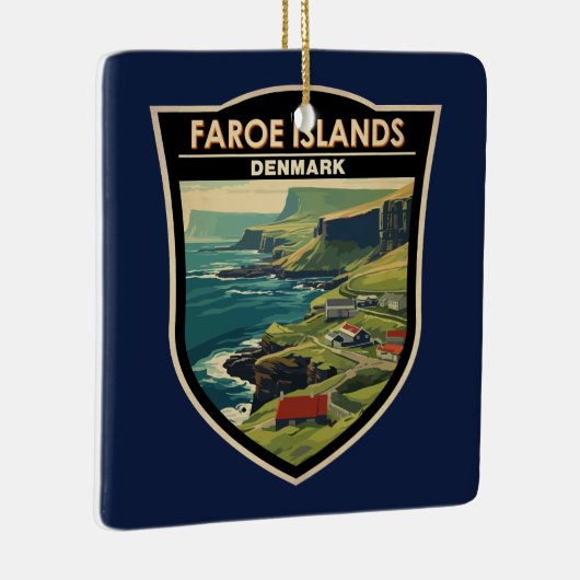 フェローアイランズデンマークトラベルアートヴィンテージ セラミックオーナメント (右)