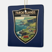 フェローアイランズデンマークトラベルアートヴィンテージ セラミックオーナメント (左)