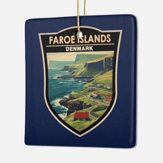 フェローアイランズデンマークトラベルアートヴィンテージ セラミックオーナメント (左)